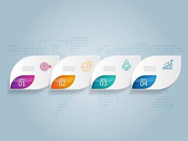 soyut yatay zaman çizgisi bilgisel element sunum raporu iş simgeleri 4 adım vektör illüstrasyon arkaplanı