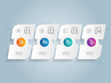 soyut yatay zaman çizgisi bilgisel element sunum raporu iş simgeleri 4 adım vektör illüstrasyon arkaplanı