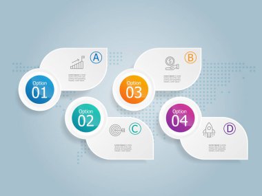 soyut yatay zaman çizgisi bilgisel element sunum raporu iş simgeleri 4 adım vektör illüstrasyon arkaplanı