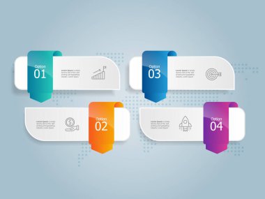 soyut yatay zaman çizgisi bilgisel element sunum raporu iş simgeleri 4 adım vektör illüstrasyon arkaplanı