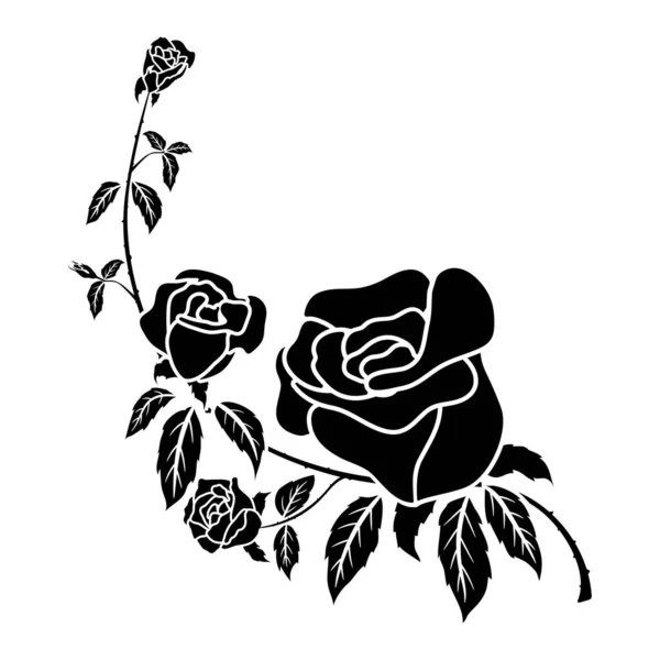 Silhouette Black Rose Flower Decoration Vector Illustration Background — Stock Vector