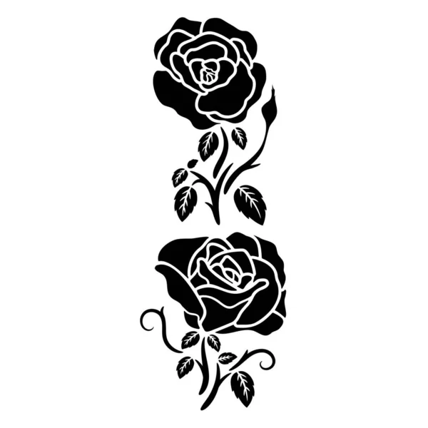 Sylwetka Czarny Róża Kwiat Dekoracja Wektor Ilustracja Tło — Wektor stockowy