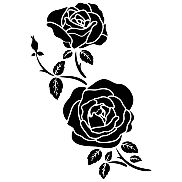 Silhouette Schwarz Rose Blume Dekoration Vektor Illustration Hintergrund — Stockvektor