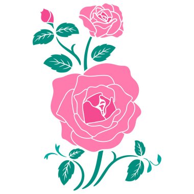 düz gül çiçek süsleme vektör resimleme arkaplanı