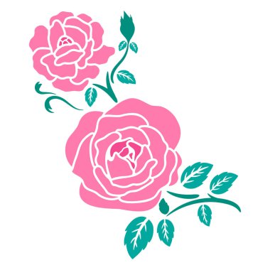 düz gül çiçek süsleme vektör resimleme arkaplanı