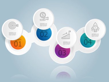 soyut yatay çember zaman çizgisi bilgi grafiği element sunum raporu iş simgeleri 4 adım vektör illüstrasyon arkaplanı