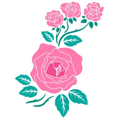 düz gül çiçek süsleme vektör resimleme arkaplanı