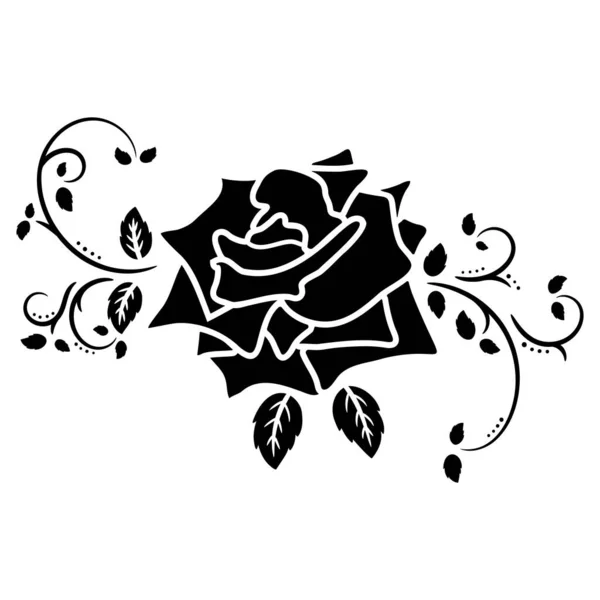 Silhouette Schwarz Rose Blume Dekoration Vektor Illustration Hintergrund — Stockvektor