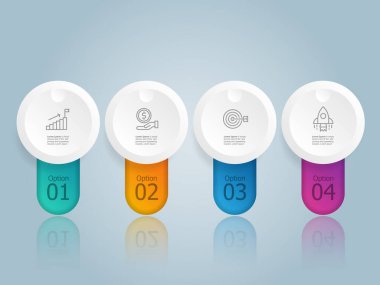 soyut yatay zaman çizgisi bilgisel element sunum raporu iş simgeleri 4 adım vektör illüstrasyon arkaplanı