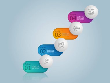 Soyut merdiven, bilgi ögesi sunum raporunun gelişimi, arka plan vektör illüstrasyonunu hızlandırır