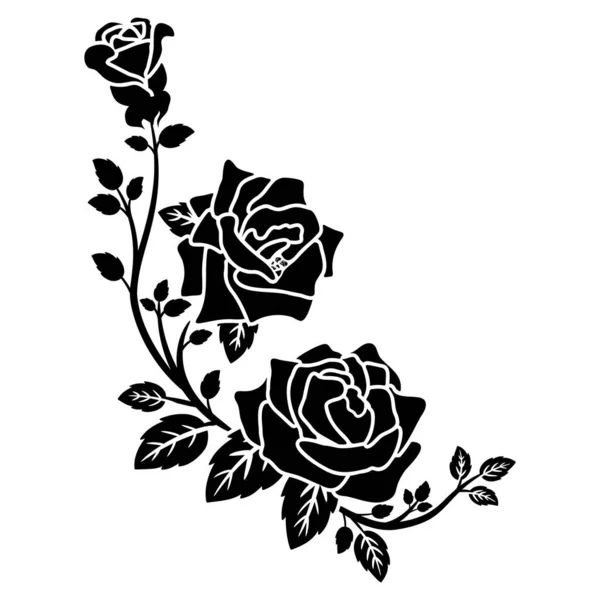 シルエット黒バラの花の装飾ベクトルイラスト背景 — ストックベクタ