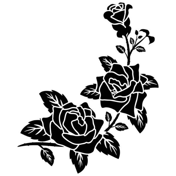Силуэт Черный Цветок Розы Украшения Векторного Фона Иллюстрации — стоковый вектор