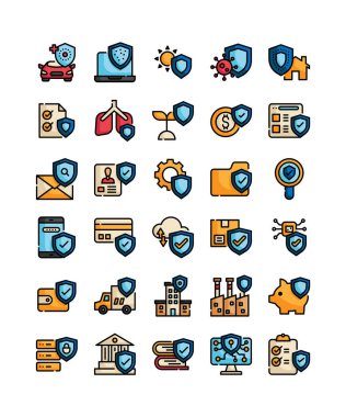 Koruma kavramı ana hatlı web simgesi taşıyıcı illüstrasyonunu doldurdu