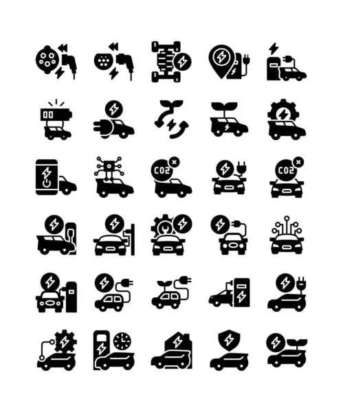 Электрический Силуэт Автомобиля Сплошной Знак Иконки Паутины Иконки Векторной Иллюстрации — стоковый вектор