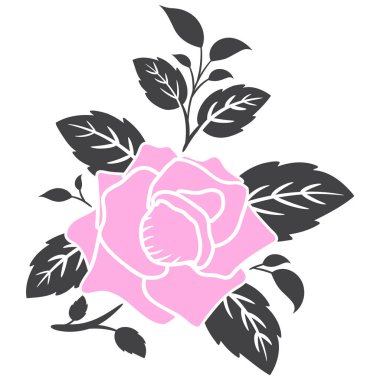 düz gül çiçek süsleme vektör resimleme arkaplanı