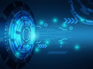 soyut mavi fütüristik siber teknoloji arkaplan vektörü çizimi