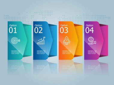 soyut yatay zaman çizgisi bilgisel element sunum raporu iş simgeleri 4 adım vektör illüstrasyon arkaplanı