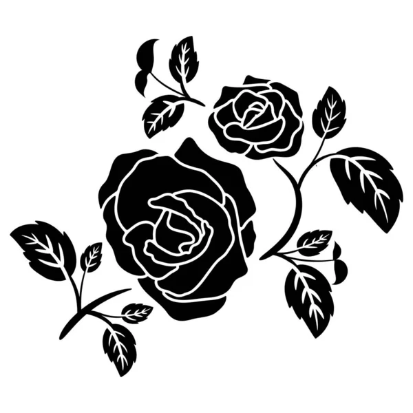 silhouette black motif rose flower decoration vector illustration background