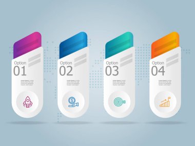 soyut yatay zaman çizgisi bilgisel element sunum raporu iş simgeleri 4 adım vektör illüstrasyon arkaplanı