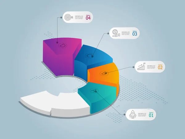 Isometrische Infografik Zeitachse Präsentation Element Hintergrund Mit Business Symbol Schritte — Stockvektor