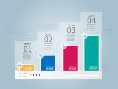 abstract steps infographic presentation report element background with business icon 4 options vector illustration