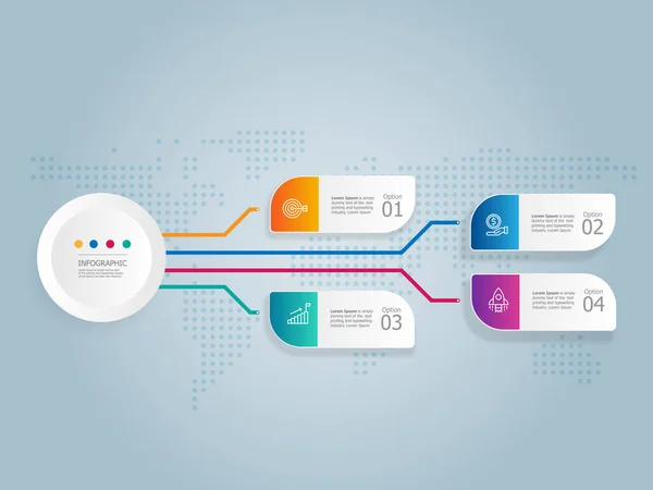 Abstract Steps Infographic Presentation Report Element Background Business Icon Options — Vector de stoc