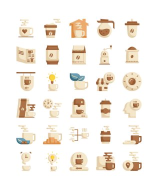 coffee flat web icon pack vector illustration