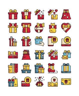 gift box filled outline icon set vector illustration