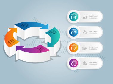 abstract steps circle isometric infographic presentation report element background with business icon 4 options vector illustration