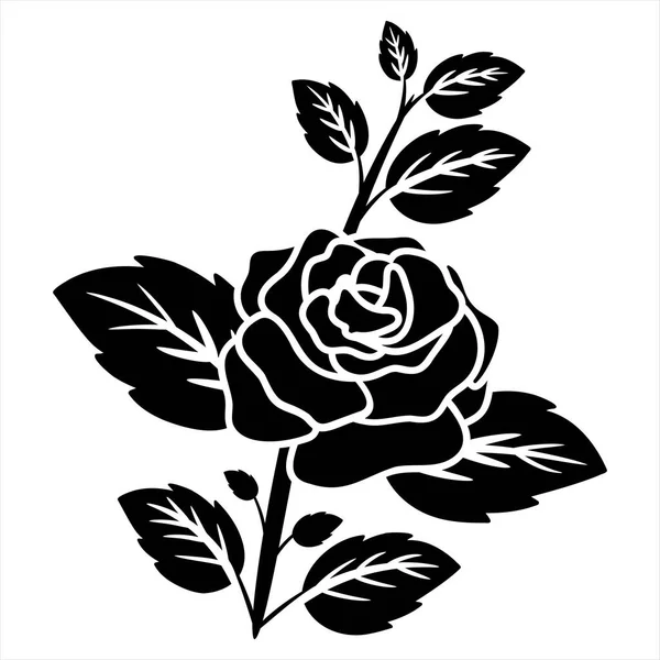 Silhouette Schwarzes Motiv Rose Blume Hintergrund Vektor Illustration — Stockvektor