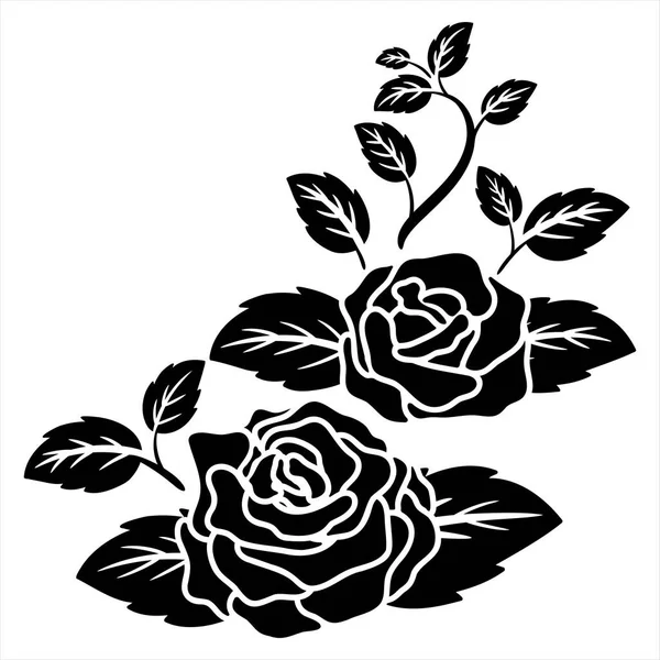 Silhouette Schwarzes Motiv Rose Blume Hintergrund Vektor Illustration — Stockvektor