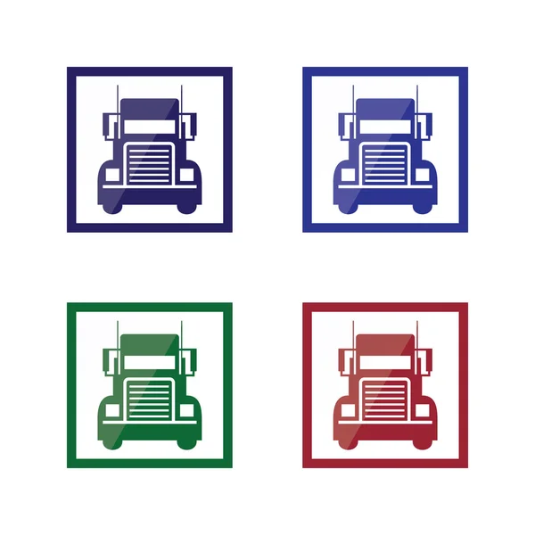 Camión icono en cuatro colores vector ilustración — Vector de stock
