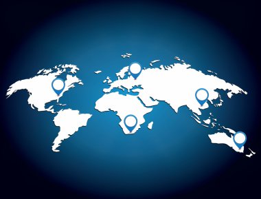 3d işaretçiler vektör çizim ile global harita