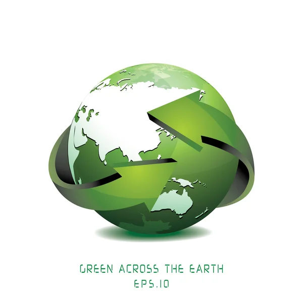 Green Globe with Arrows vector illustration — Stock Vector