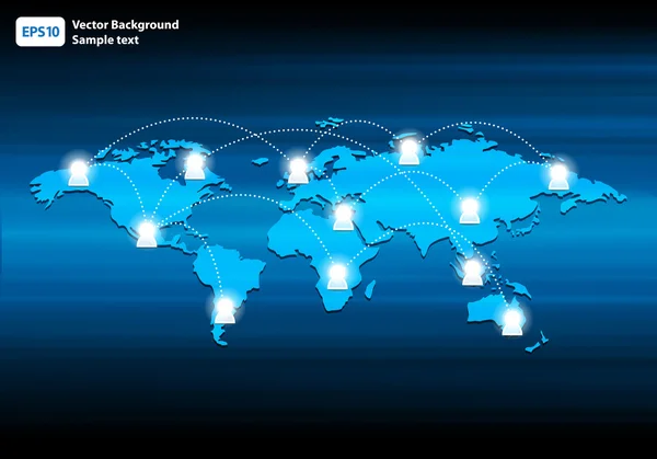Leuchtender globaler Netzwerk-Vektor — Stockvektor