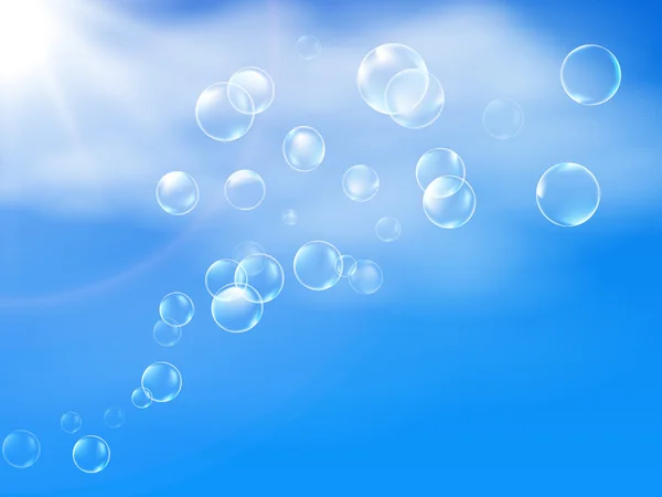 Bubbles in clear blue sky background — Stock Vector