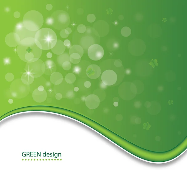Design verde abstrato mágico com borboletas — Vetor de Stock