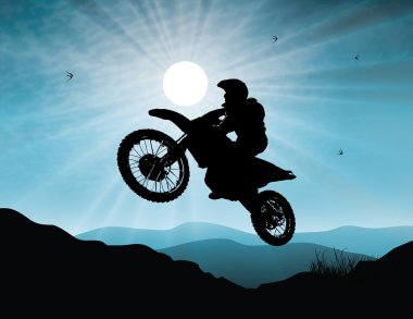 Motorsport günbatımı arka planda