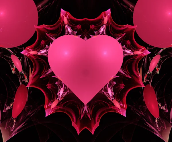 Rosa Valentine Coração Fractal — Fotografia de Stock