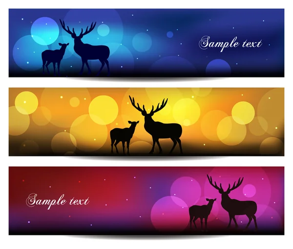 Fondo de banner de Navidad con ilustración de renos — Foto de Stock