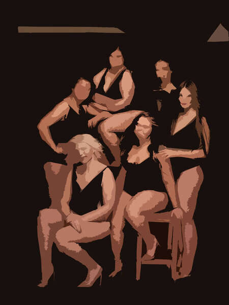 Overweight girls in swimsuits on a black background Stock Image