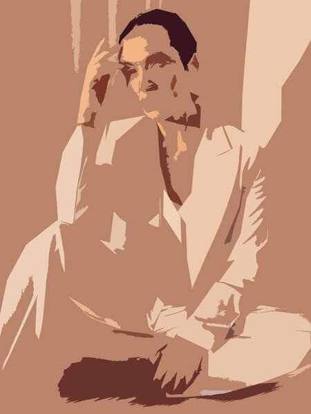 Woman in a white suit sitting on the floor on a light background Royalty Free Stock Photos