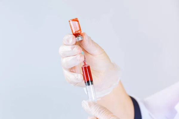 Nurse Draws Blood Syringe Vial Laboratory Testing Study Conducted Laboratory — Stock Photo, Image