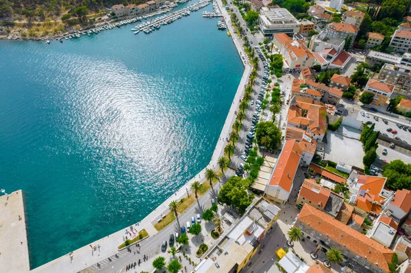 Frente Mar Hotéis Iates Estacionados Resort Cidade Para Turistas Vista — Fotografia de Stock