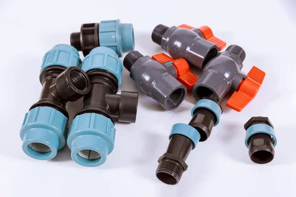 Solenoid Drain Valve Made Pvc Plastic Use Connecting Pipe Isolated — 图库照片
