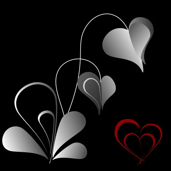 Valentine květinové černá a bílá — Stockový vektor