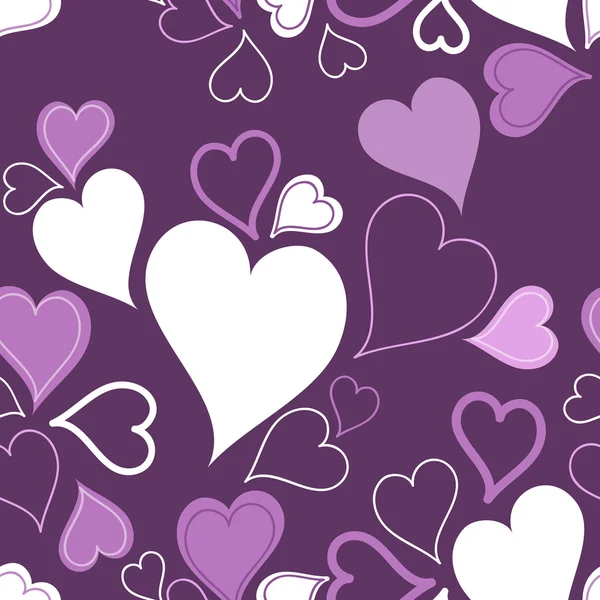 Purple seamless hearts pattern or background — Stock Vector