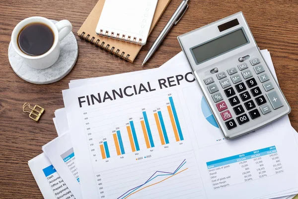 Pénzügyi Beszámoló Felülvizsgálata Elemzése Pénzügyi Kimutatások Számviteli Dokumentumok Tömegével — Stock Fotó
