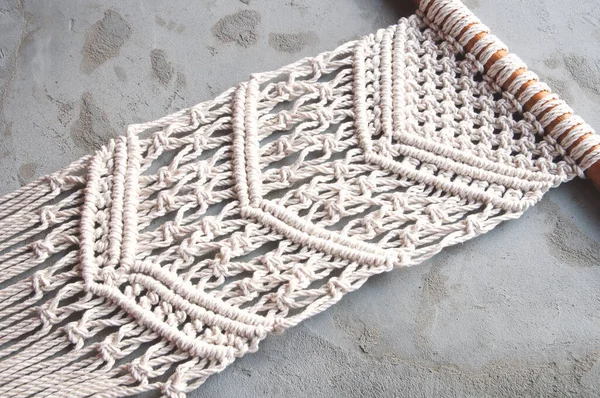 Fragment Paneel Boho Stijl Macrame Stijl Een Gezellige Sfeer Creëren — Stockfoto