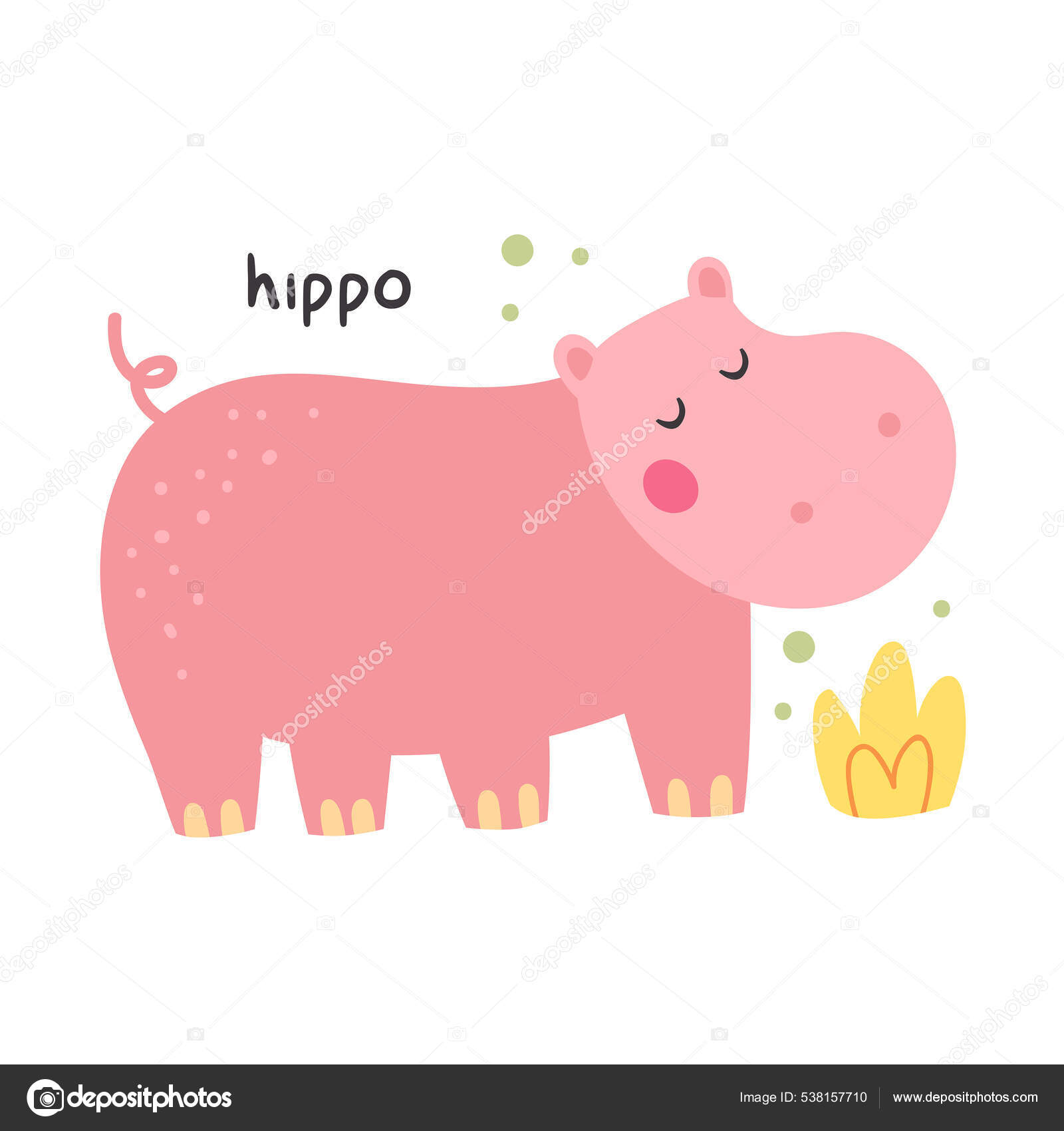 Desenho de Hipopótamo com a boca aberta pintado e colorido por
